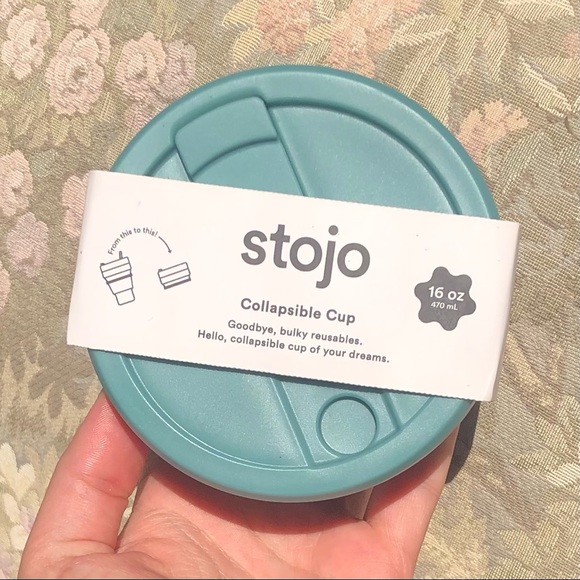 Stojo Collapsible Cup Biggie 16oz/470ml in color Eucalyptus Blue - Picture 3 of 6